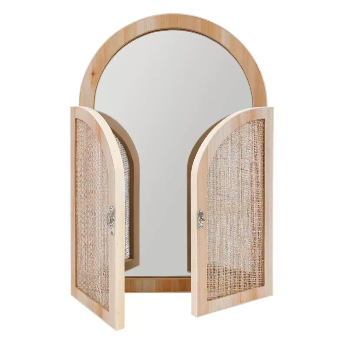 Specchio da parete in legno (H34 cm) Porta a battente Naturale