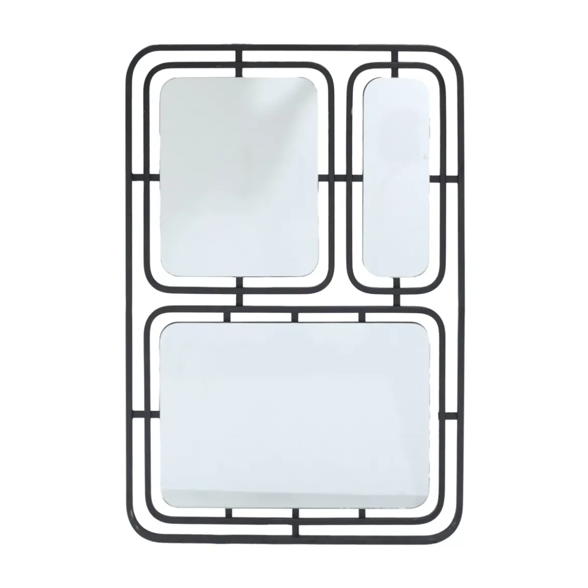 Specchio da parete in metallo (Alt 80 cm) Riflesso Metallico Nero