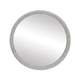 Specchio da parete rotondo con cornice in legno (81 cm) Galena Bianco