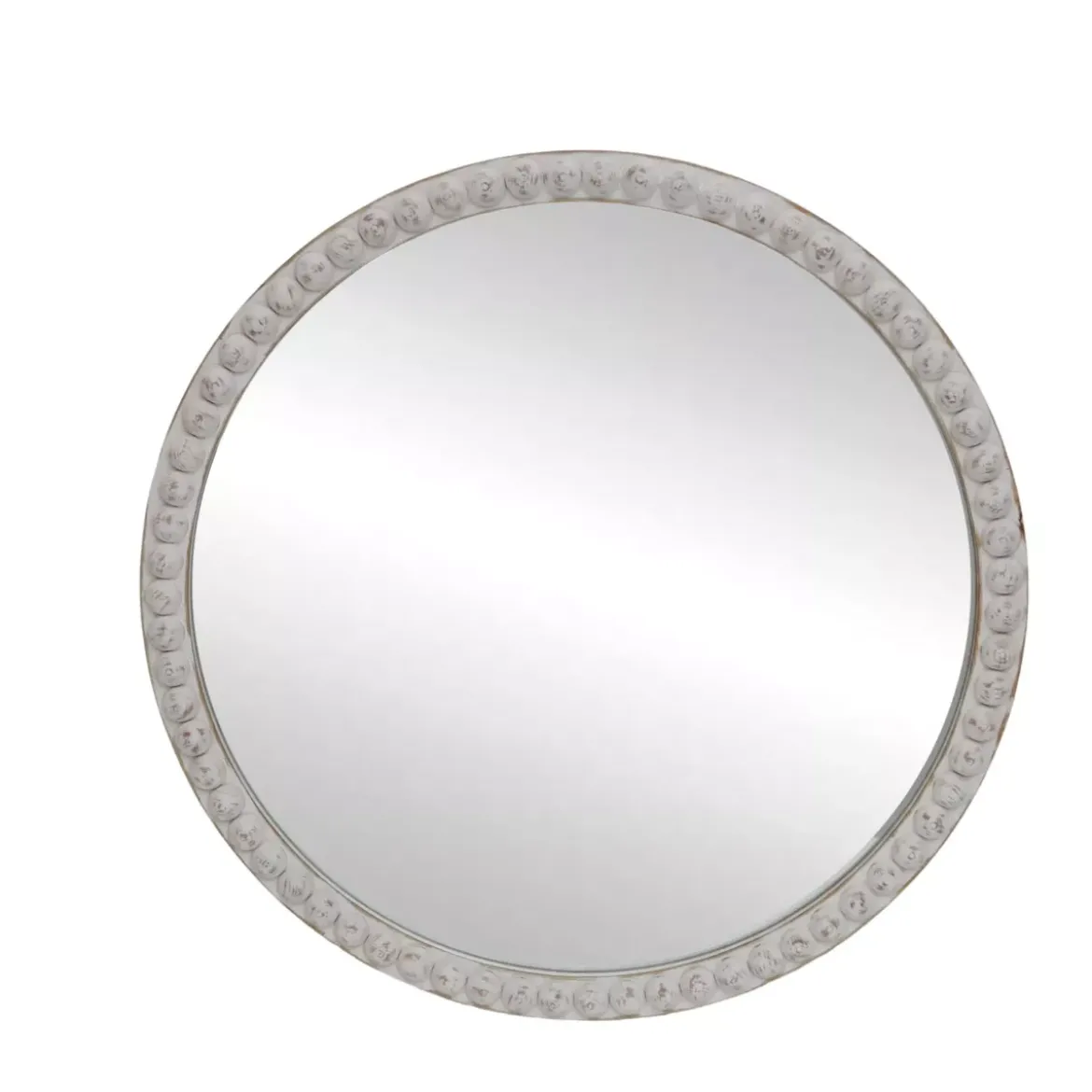 Specchio da parete rotondo con cornice in legno (81 cm) Galena Bianco