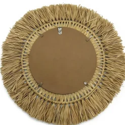 Specchio da parete rotondo in fibre naturali (D50 cm) Makira Beige