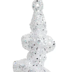 Stalattite da appendere (H25 cm) Ghiaccio Bianco glitterato