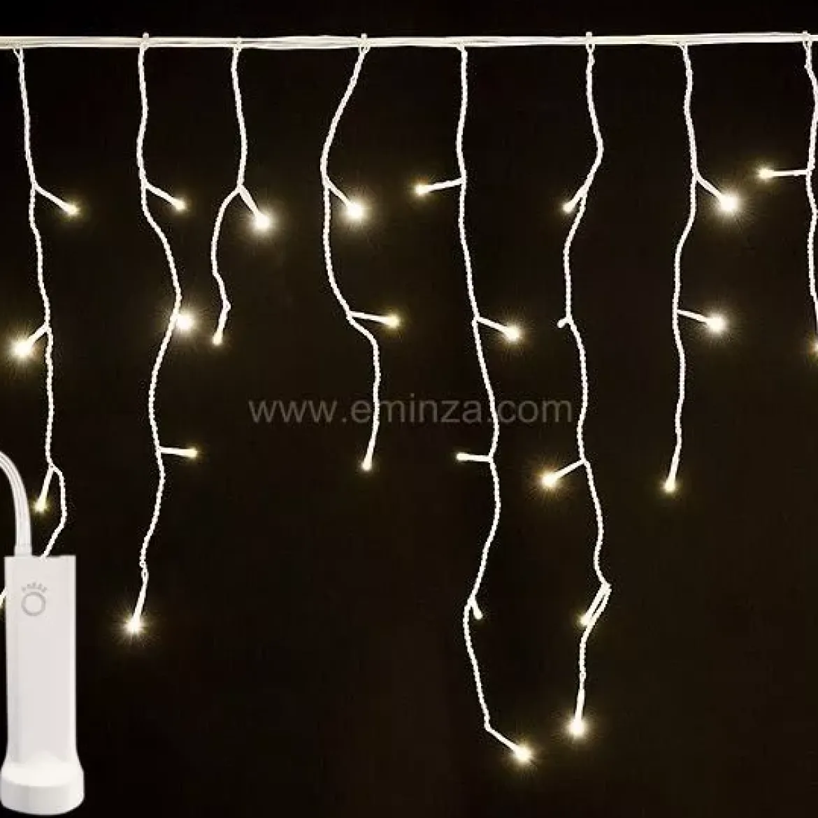 Stalattite luminosa con pile 14 m 384 LED cavo bianco Durawise Bianco caldo