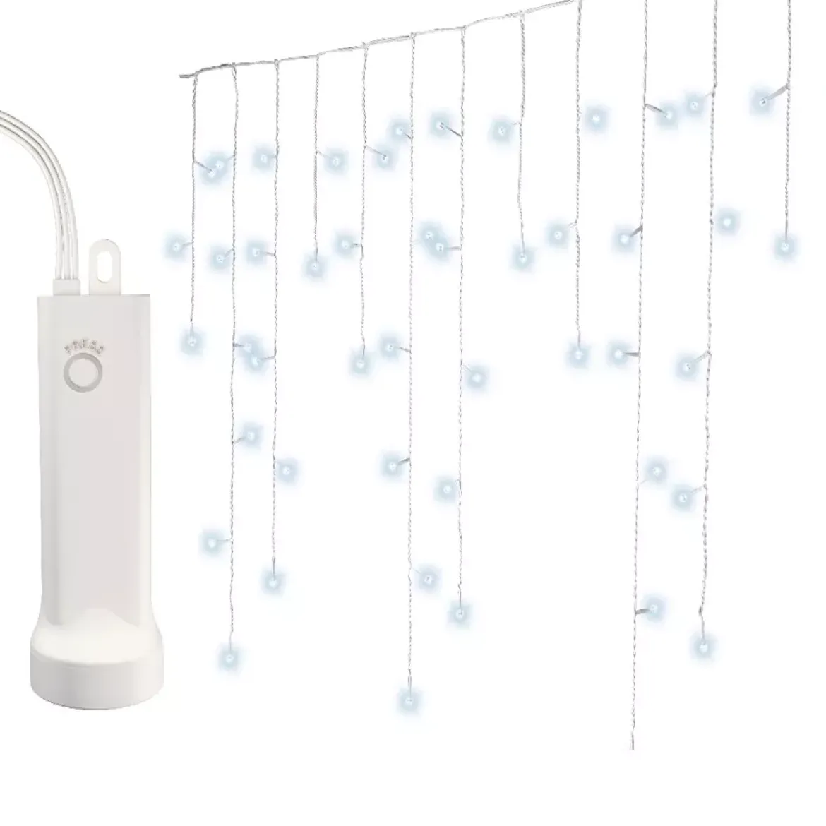 Stalattite luminosa con pile 14 m 384 LED cavo bianco Durawise Bianco freddo