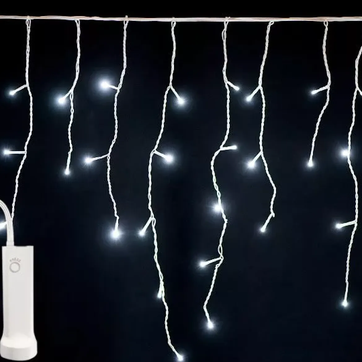 Stalattite luminosa con pile 14 m 384 LED cavo bianco Durawise Bianco freddo