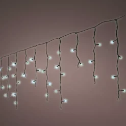 Stalattite luminosa 30 m 900 LED cavo nero Stars Altezza grande XL Timer Bianco freddo