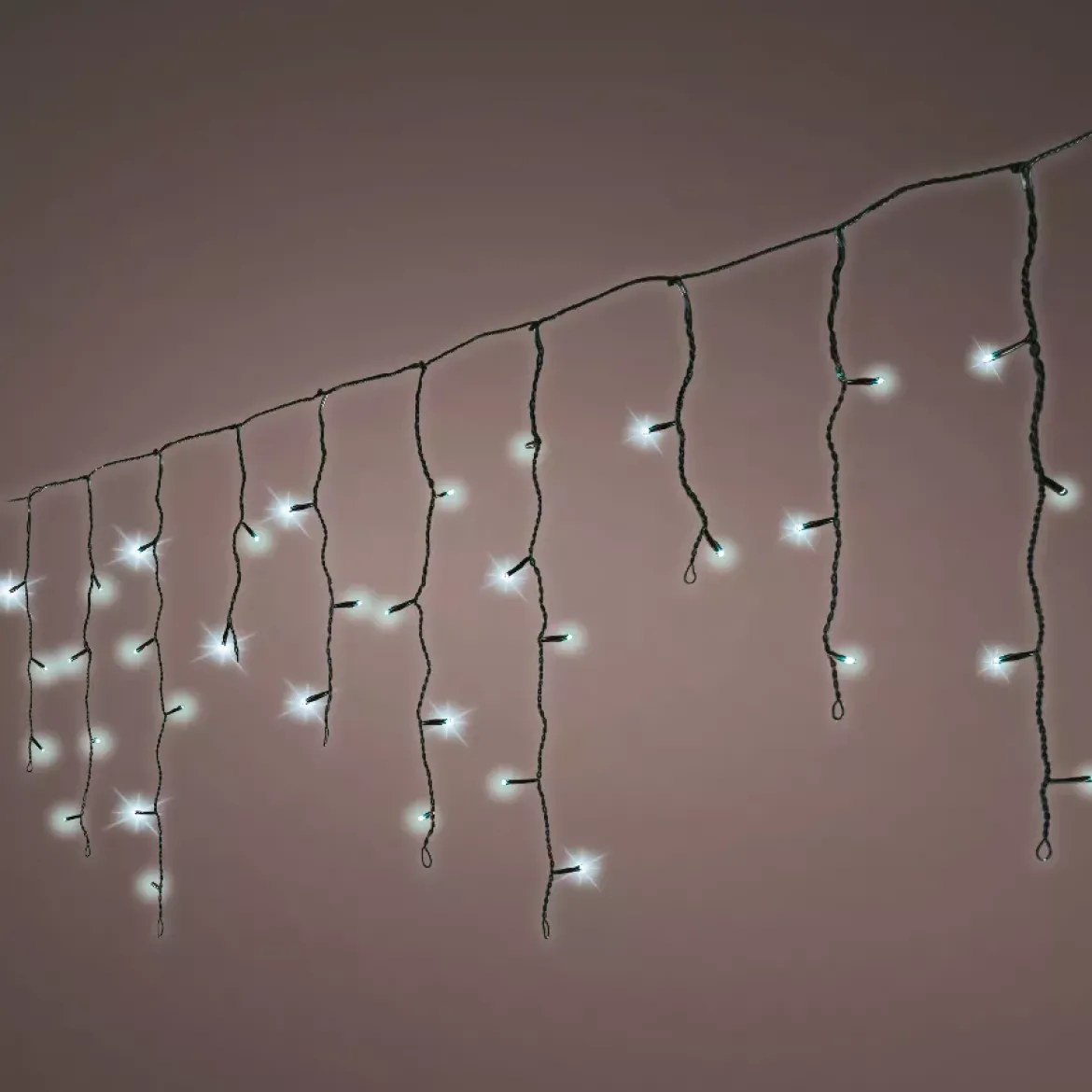 Stalattite luminosa 11 m 259 LED cavo nero Stars Bianco freddo