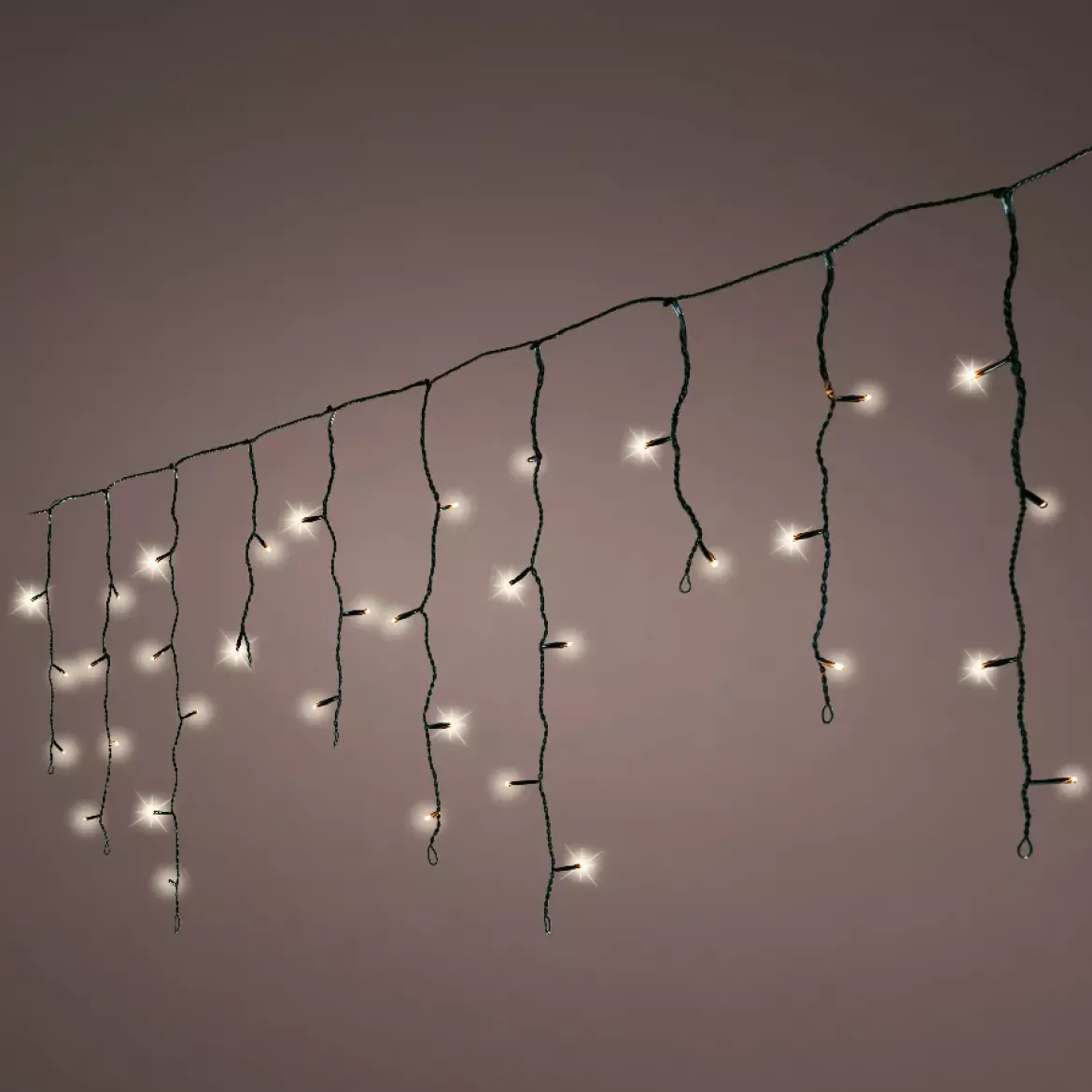 Stalattite luminosa 11 m 259 LED cavo nero Stars Bianco caldo
