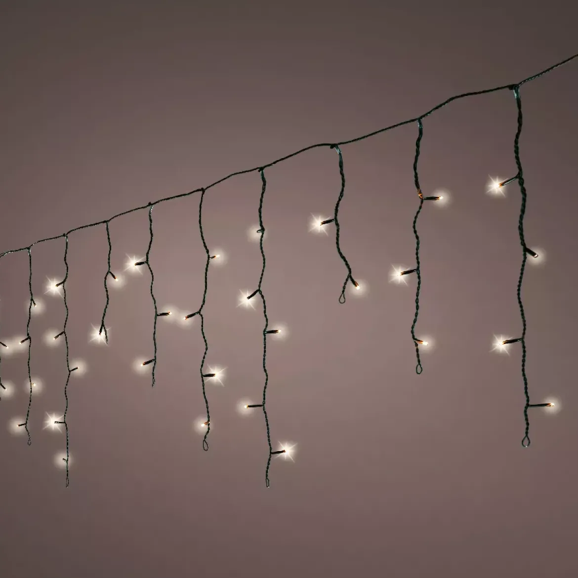 Stalattite luminosa 20 m 490 LED cavo nero Stars Bianco caldo
