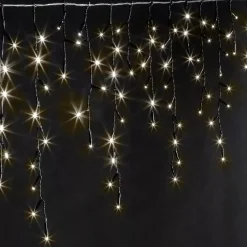 Stalattite luminosa 30 m 900 LED cavo nero Stars Altezza Grande XL Timer Bianco Caldo