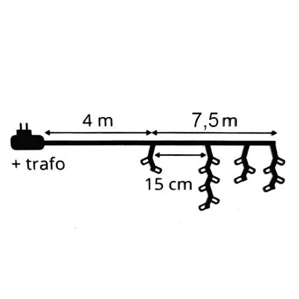 Stalattitie luminosa lung.7,50 m Bianco caldo 175 LED CB