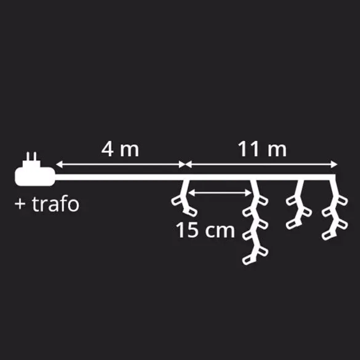 Stalattitie luminosa lung.11 m Bianco freddo 259 LED CB