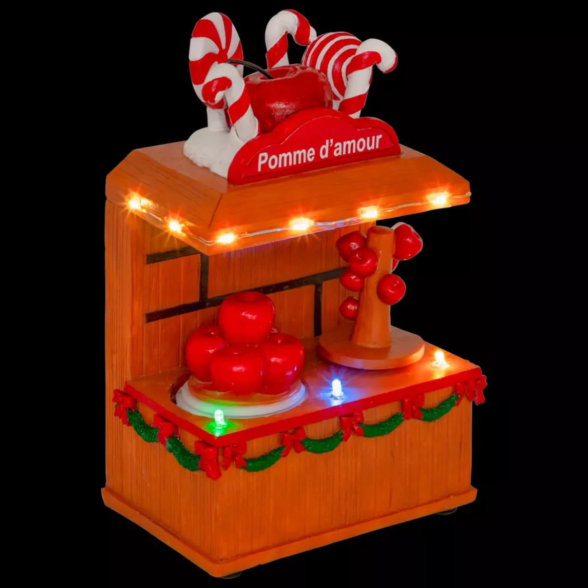 Stand luminoso e animato a pile (H11 cm) Mela d'amore