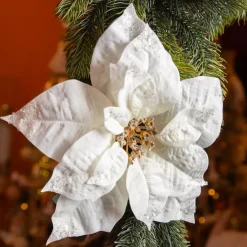 Stella di Natale di Natale su pinza (D25 cm) Purezza glitterata Bianco