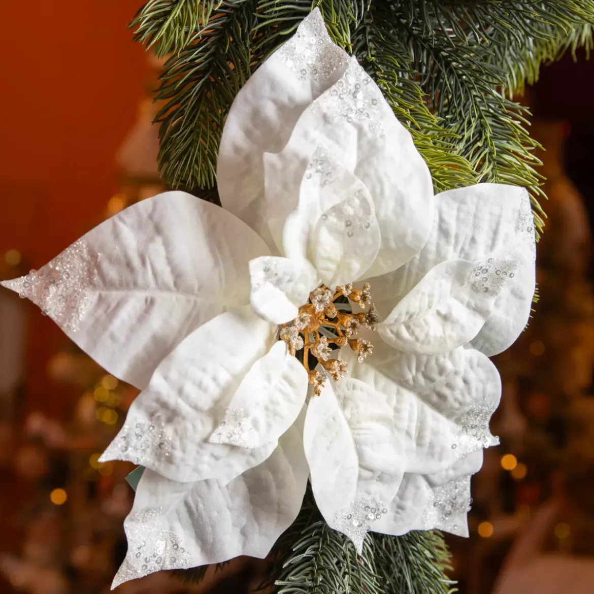 Stella di Natale di Natale su pinza (D25 cm) Purezza glitterata Bianco