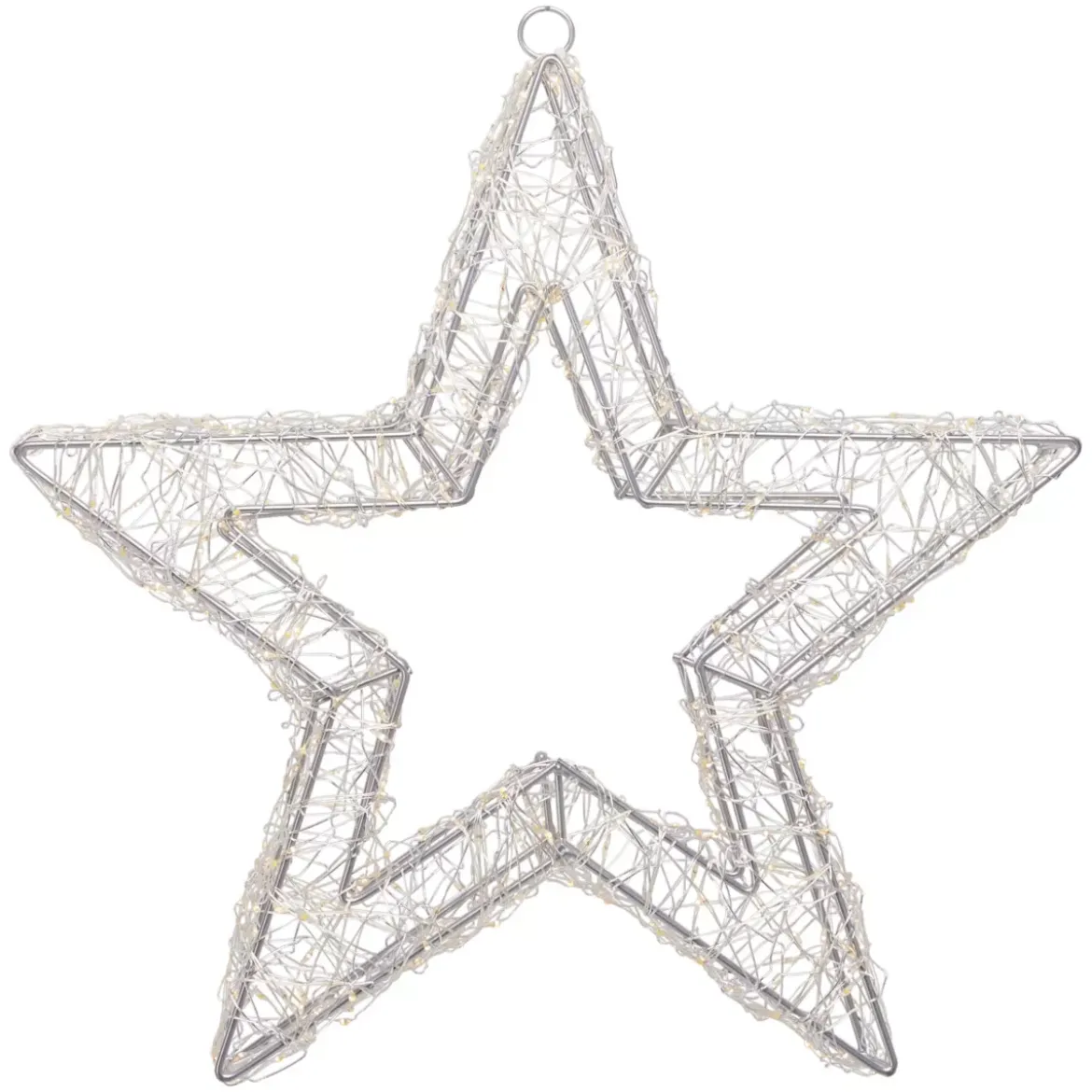 Stella luminosa da appendere 500 Micro LED (D38 cm) Star Light Argento e bianco caldo
