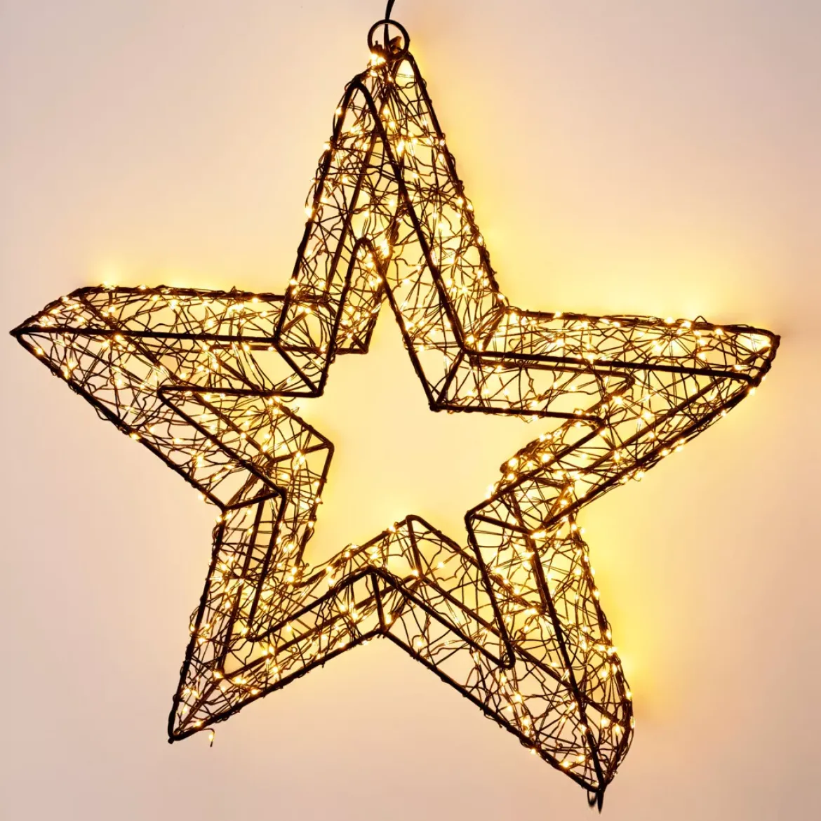 Stella luminosa da appendere 500 Micro LED (D38 cm) Star Light Nero e bianco caldo