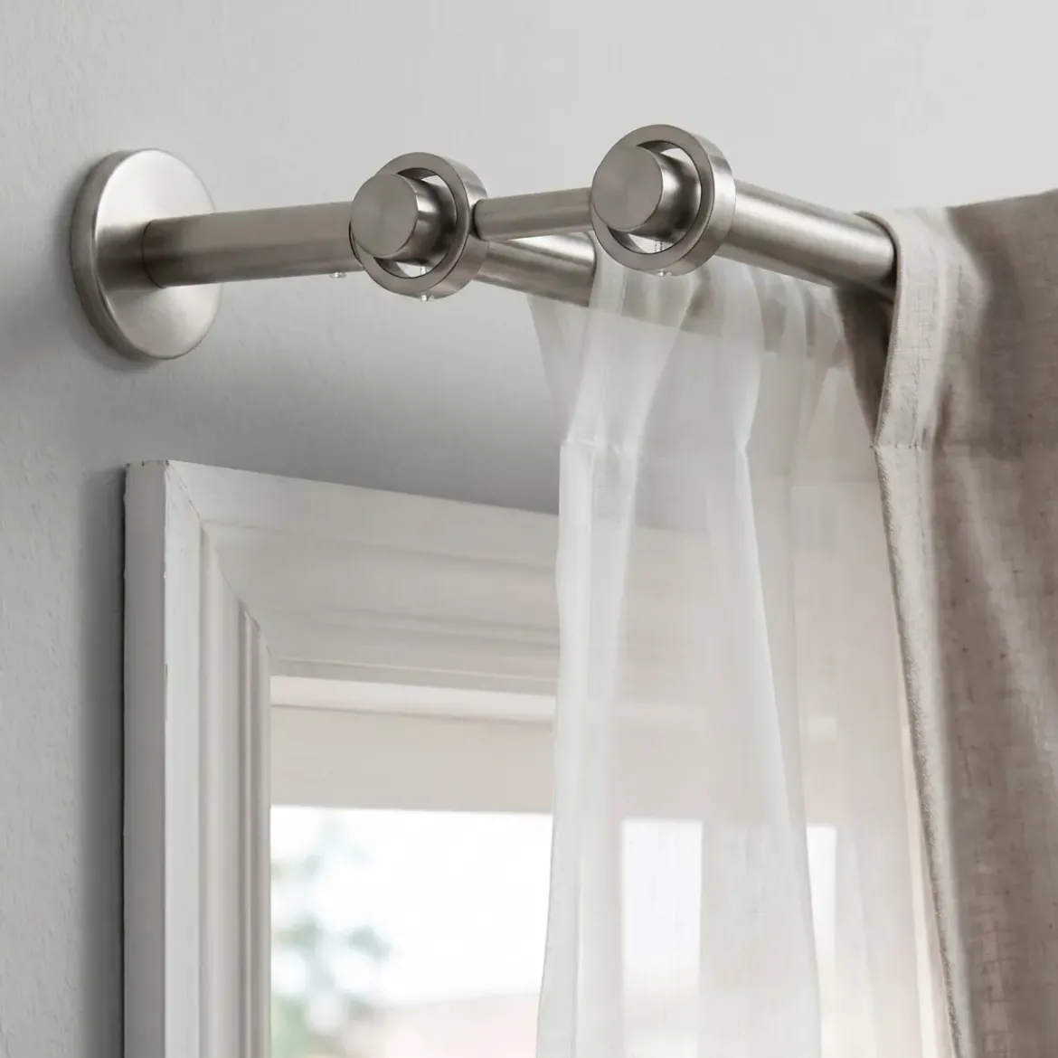 Supporto doppio regolabile (L190/L230 cm - Ø28 mm) Argento opaco