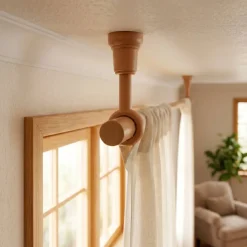 Supporto per asta estensibile in legno (L140 - 160 / D28 mm) Nils Beige Verniciato