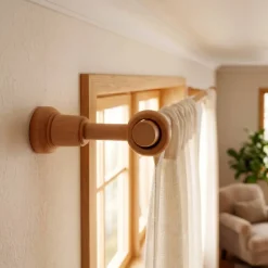 Supporto per asta estensibile in legno (L140 - 160 / D28 mm) Nils Beige Verniciato