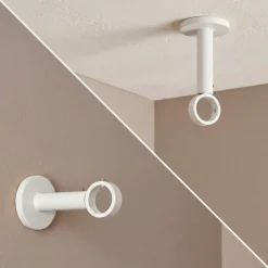 Supporto per bastone singolo fisso (L65 / D28) Lino Bianco opaco