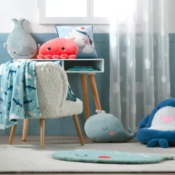 Tappeto balena per bambini (85 x 60 cm) Moby Blu