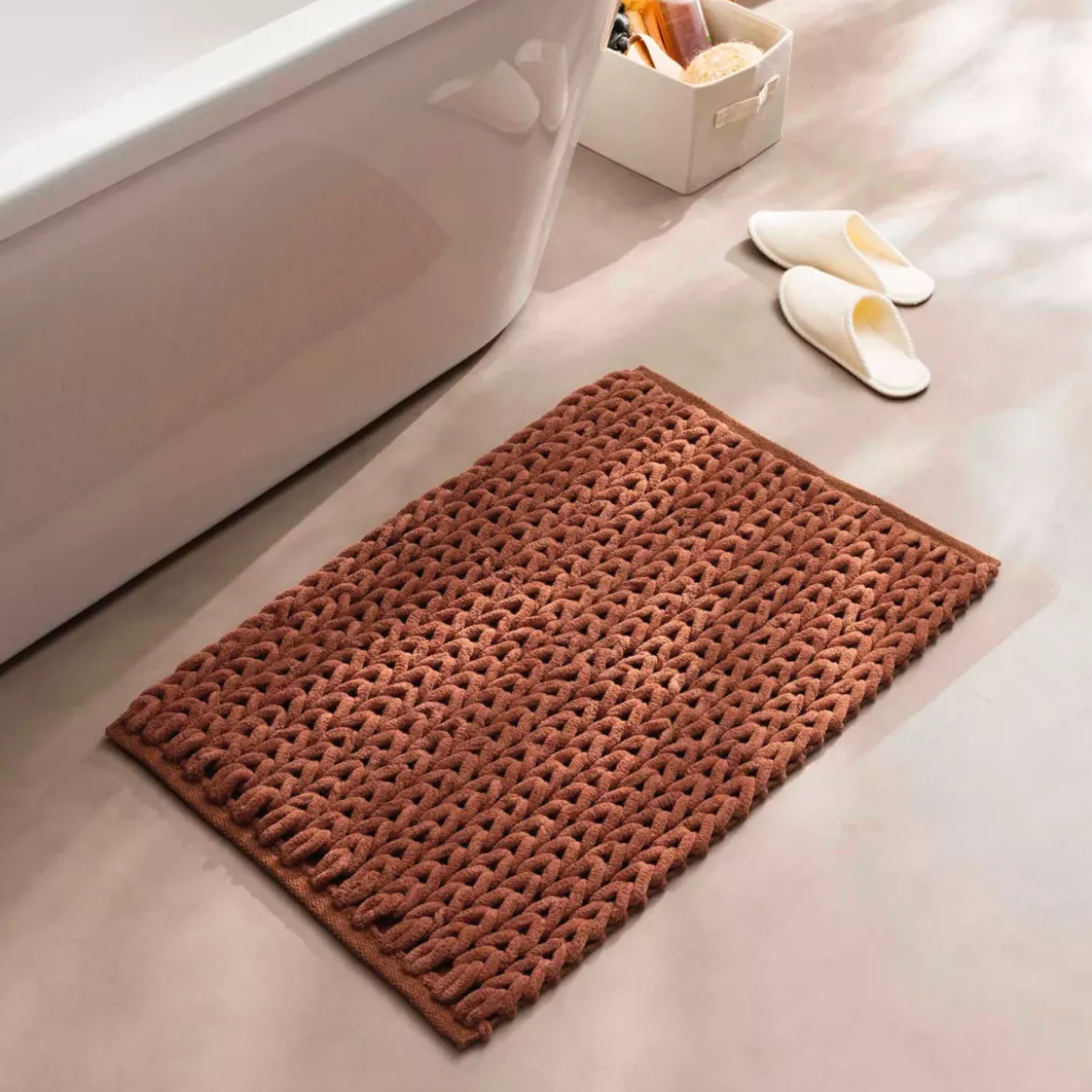 Tappeto da bagno in cotone (50 x 80 cm) Ariel Terracotta