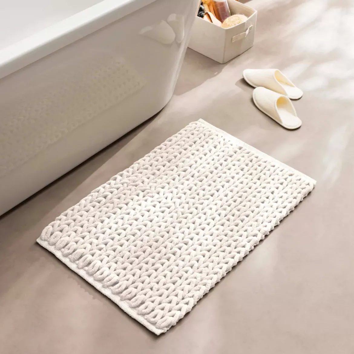 Tappeto da bagno in cotone (50 x 80 cm) Ariel Ecru