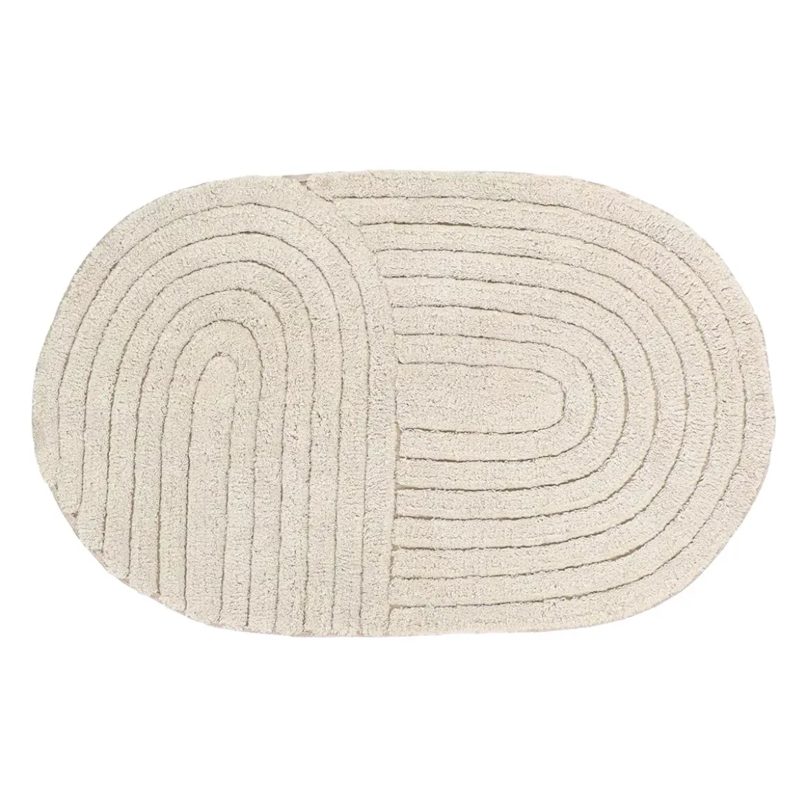 Tappeto da bagno ovale in cotone tuftato (50 x 80 cm) Boho-chic Beige grigio