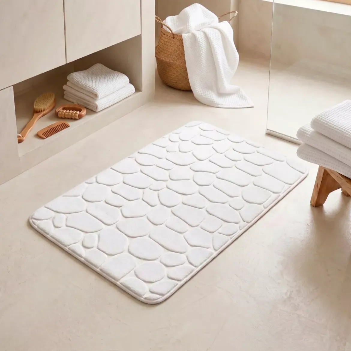 Tappeto da bagno rettangolare memory foam (50 x 80 cm) Galeo Bianco