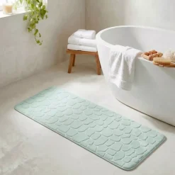 Tappeto da bagno rettangolare in memory foam (50 x 120 cm) Galeo Verde eucalipto