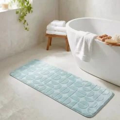 Tappeto da bagno rettangolare in memory foam (45 x 120 cm) Motivo Azzurro