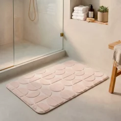 Tappeto da bagno rettangolare in memory foam (50 x 80 cm) Motivo Rosa cipria