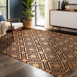 Tappeto da soggiorno rettangolare juta tessuto a mano (140 x 200 cm) Meera Beige