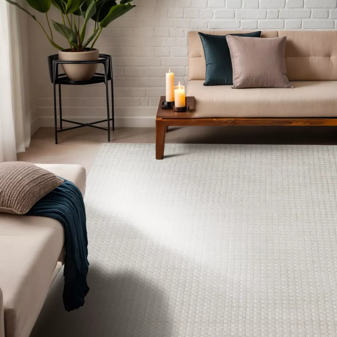Tappeto da soggiorno rettangolare tessuto (160 x 230 cm) Ravi Beige pampa