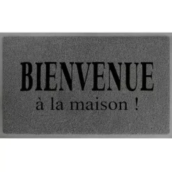 Tappeto d'ingresso Bienvenue à la maison Grigio