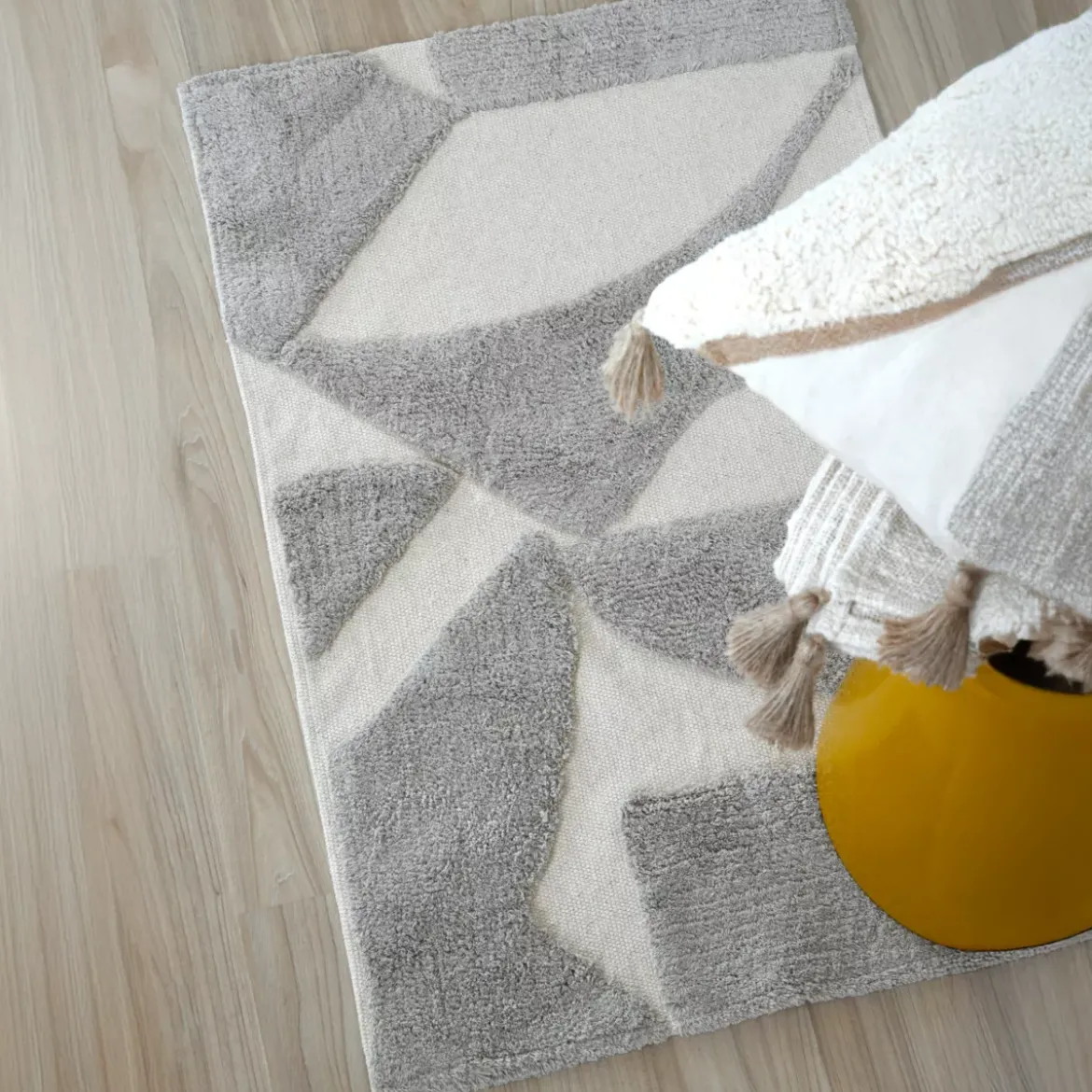 Tappeto in cotone (60 x 90 cm) Blokken Ecru
