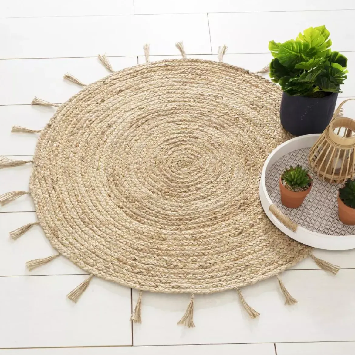 Tappeto juta (Ø80 cm) Lurex Cosy Beige