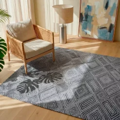 Tappeto rettangolare da soggiorno materiale riciclato tafted (140 x 200 cm) Shelton Grigio