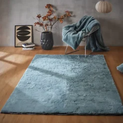 Tappeto rettangolare in finta pelliccia (140 x 200 cm) Finn Blu