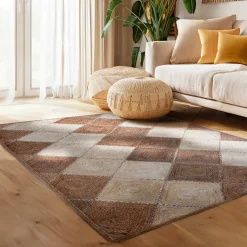 Tappeto rettangolare per sala in iuta intrecciato a mano (140 x 200 cm) Advay Beige