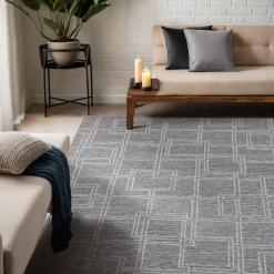 Tappeto rettangolare per soggiorno in lana tafted (160 x 230 cm) Yutoo Grigio