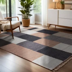 Tappeto rettangolare per soggiorno juta e cotone (140 x 200 cm) Freya Multicolore