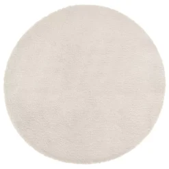 Tappeto rotondo ecopelliccia (80 cm) Jona Avorio