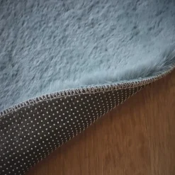 Tappeto rotondo in finta pelliccia (80 cm) Finn Blu