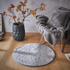 Tappeto rotondo in finta pelliccia (80 cm) Finn Grigio antracite