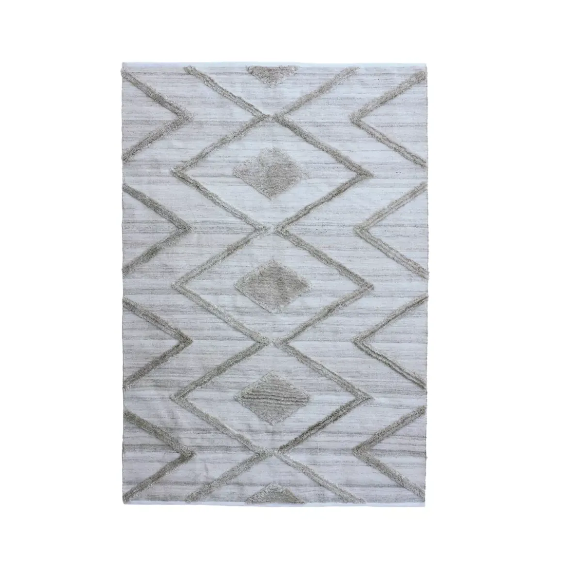 Tappeto da soggiorno rettangolare in materiale riciclato tufted (140 x 200 cm) Kaito Avorio