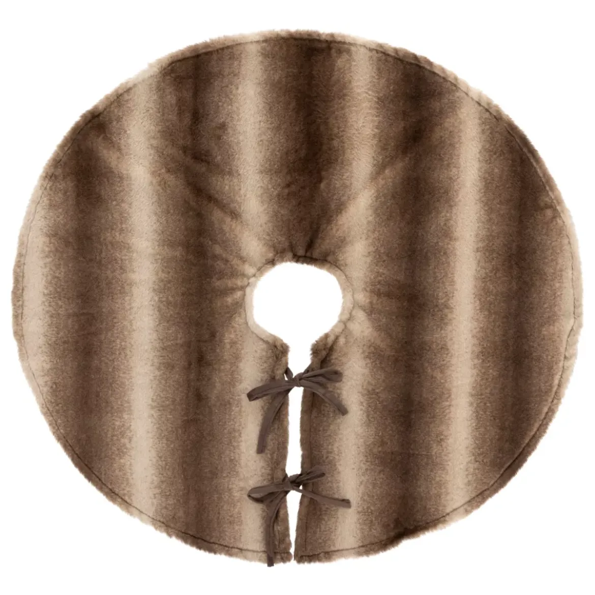 Tappeto di abete rotondo (D90 cm) Pelliccia e fiocchi Marrone