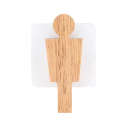 Targhetta porta WC Uomo adesiva in acacia Easy chic Naturale