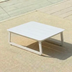 Tavolino da giardino quadrato in alluminio (70 x 70 cm) Long Beach Bianco cenere
